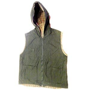 Fashion Bug Vintage Reversible Hooded Vest S Green